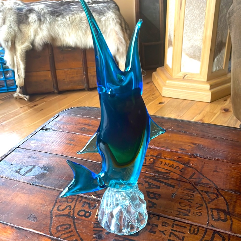 Murano Blown Glass Fish Vase